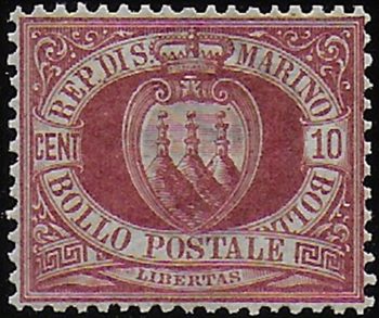 1899 San Marino Coat of Arms 10c. bc MNH Sassone n. 28