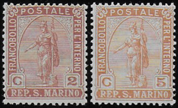 1899 San Marino Statua della Libertà 2v. bc MNH Sassone n. 32/33