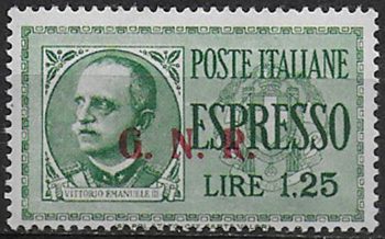 1943 Repubblica Sociale Espressi Lire 1,25 var MNH Sassone n. 19/IIIi