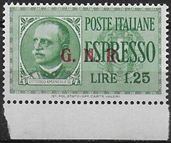 1943 Repubblica Sociale Espressi Lire 1,25 var MNH Sassone n. 19/IIIm