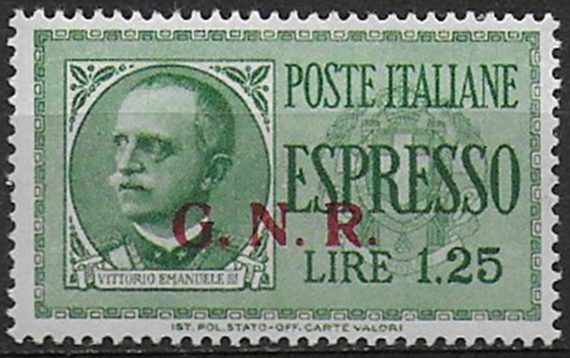 1943 Repubblica Sociale Espressi Lire 1,25 var MNH Sass n. 19/IIm