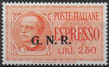 1943 Repubblica Sociale Espressi Lire 2,50 var MNH Sassone n. 20/IIh