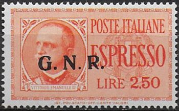 1943 Repubblica Sociale Espressi Lire 2,50 var MNH Sassone n. 20/IIi