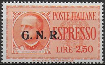 1943 Repubblica Sociale Espressi Lire 2,50 var MNH Sassone n. 20/IIk