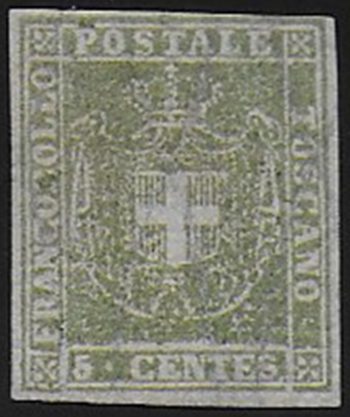 1860 Toscana 5c verde oliva giallastro MNH Sassone 18b