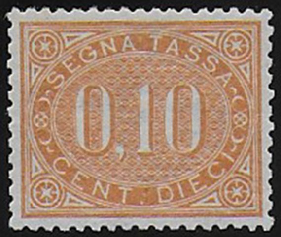 1869 Italia segnatasse 10c. bruno arancio bc MNH Sassone n. 2