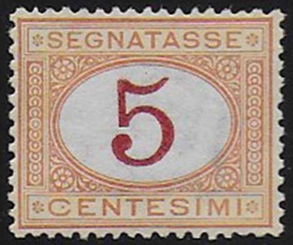 1870 Italia segnatasse 5c. sup MNH Sassone n. 5