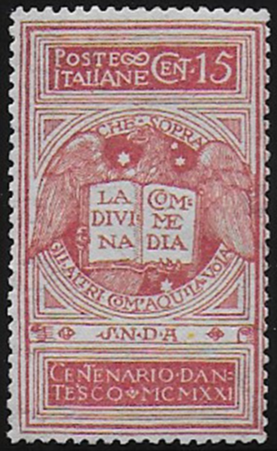 1921 Italia Dante 15c. rosa bruno bc MNH Sassone n. 116B