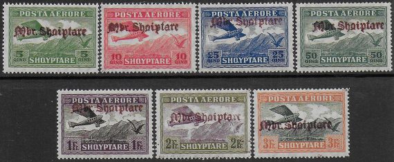 1929 Albania "Mbr Shqiptare" airmail MNH Unificato n. 22/28