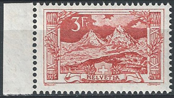 1918 Svizzera Monte Jungfrau 3f. rosso MNH Unificato n. 167