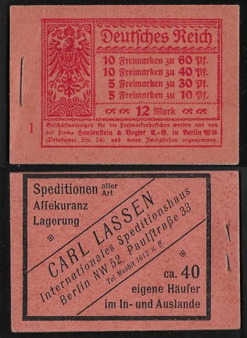 1921 Reich Libretto Germania und Ziffren Michel n. 15A