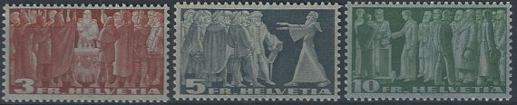 1938 Svizzera Democrazia 3v. MNH Unif n. 313A/15A