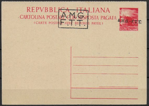 1948 Trieste A cartolina postale Lire 20 Filagrano n. C8BaD
