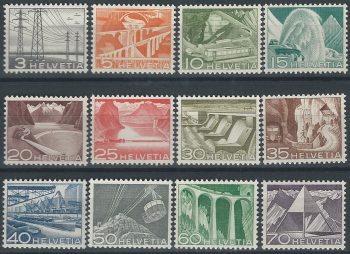 1949 Svizzera tecnica e paesaggi 12v. MNH Unificato n. 481/92