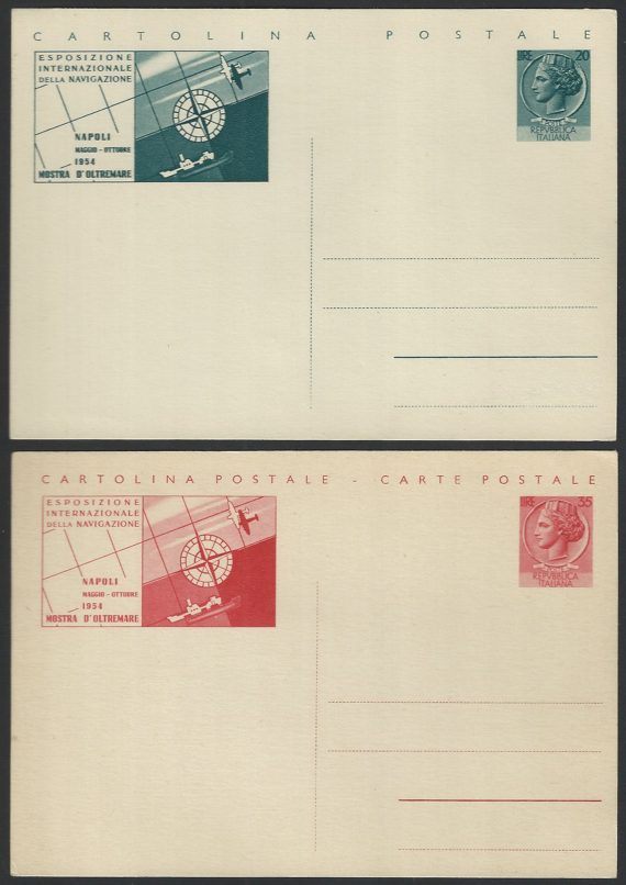 1954 Italia Oltremare cartolina postale Fil. n. C159/60