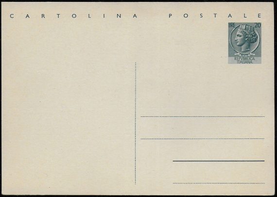 1954 Italia C154 Lire 20 cartolina postale Fil.