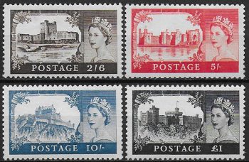 1959 Great Britain Castles DLR printing 4v. MNH Unificato n. 351A/54A