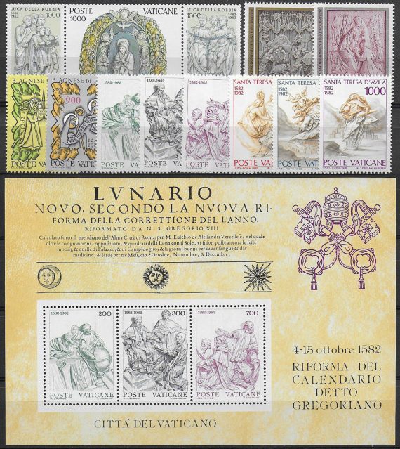 1982 Vaticano annata completa 13v+1BF MNH