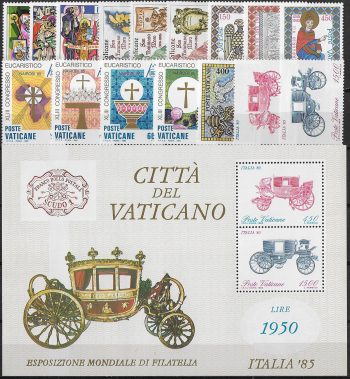 1985 Vaticano complete Year 16v+1MS MNH