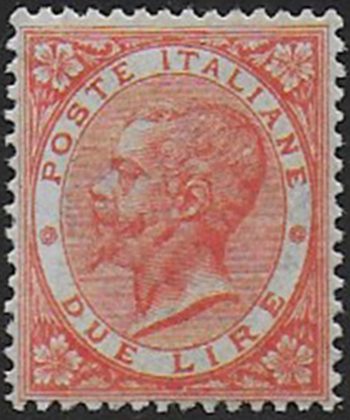 1863-65 Italia VE II Lire 2 Londra bc MNH Sassone n. L 22