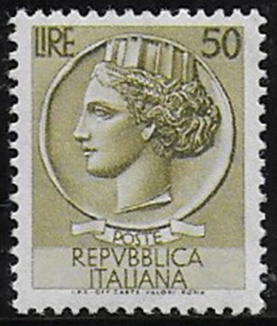 Italia Turrita Lire 50 stelle II 65°D MNH Sass n. 773/I