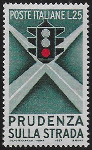 1957 Italia semaforo stelle II 25°S MNH Sass n. 815