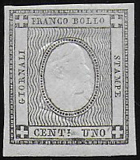 1861 Italia Sardegna 1c. nero sperimentale MNH Sassone n. 19S