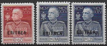 1925-26 Eritrea Giubileo p. 11 bc. MNH Sassone n. 96/98