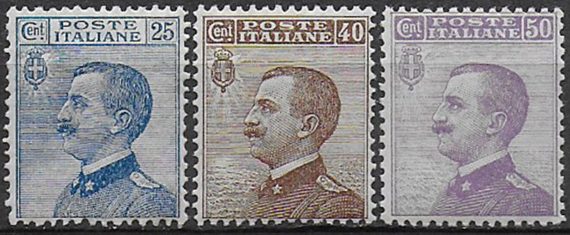 1908 Italia VE III effigie 3v. bc MNH Sassone n. 83/85