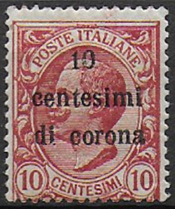 1919 Italia Trento e Trieste 10c. su 10c. carminio scuro MNH Sassone n. 4a