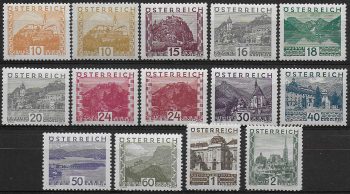 1929-30 Austria vedute e paesaggi MNH Unificato n. 378/89