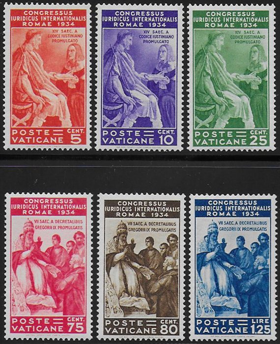 1935 Vaticano congresso giuridico 6v. bc MNH Sass. n. 41/46