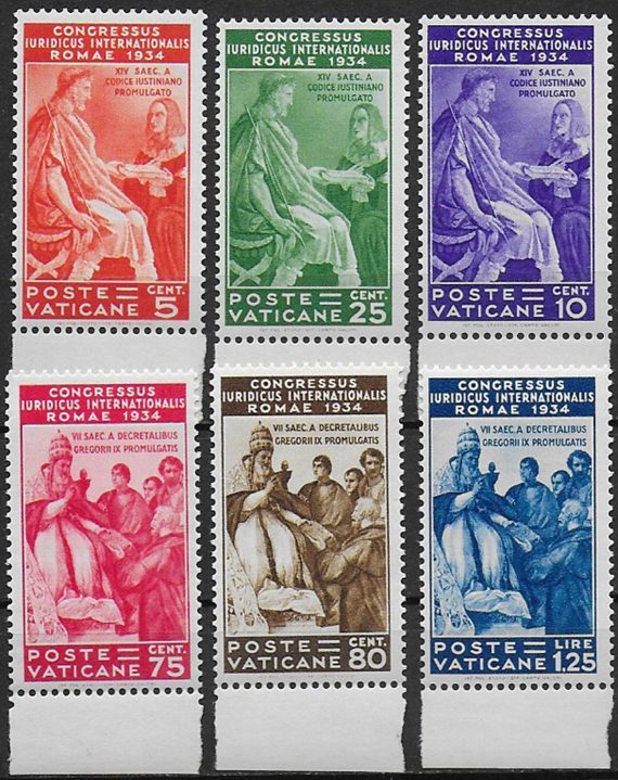 1935 Vaticano congresso giuridico 6v. bf MNH Sass. n. 41/46