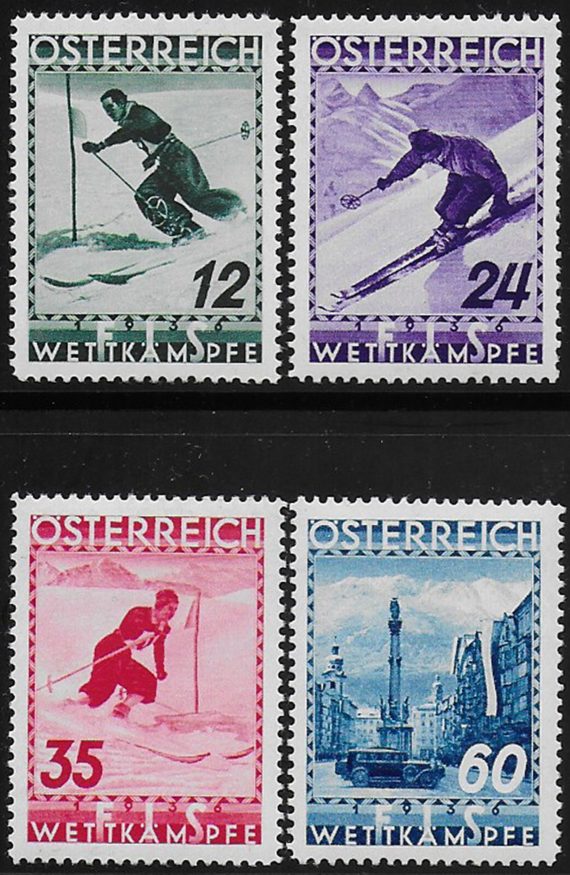 1936 Austria campionati di sci MNH Unif n. 477/80