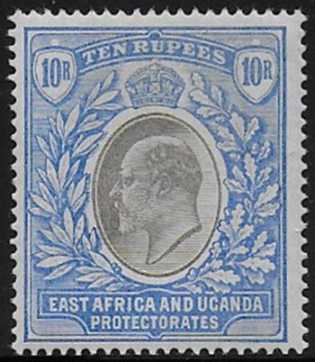 1903 East Africa Edward VII 10r. grey ultramarine MNH SG n. 14