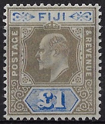 1903 Fiji Edoardo VII 1£ grey-black ultramarine MNH SG n. 114