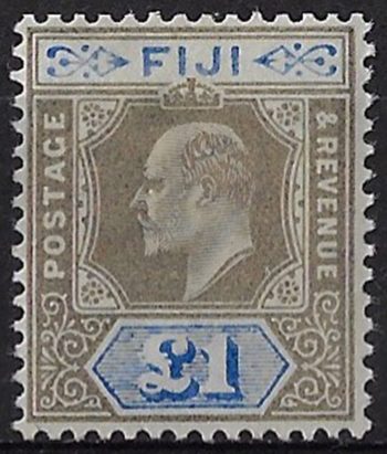 1903 Fiji Edward VII 1£ grey-black ultramarine MNH SG n. 114