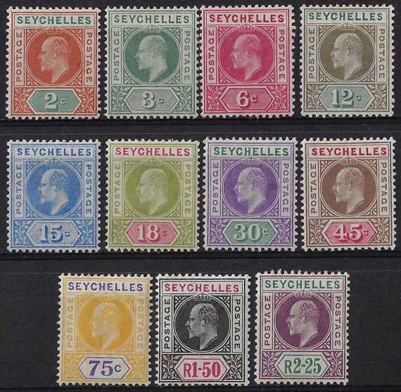 1903 Seychelles Edoardo VII 11v. MH SG n. 46/56