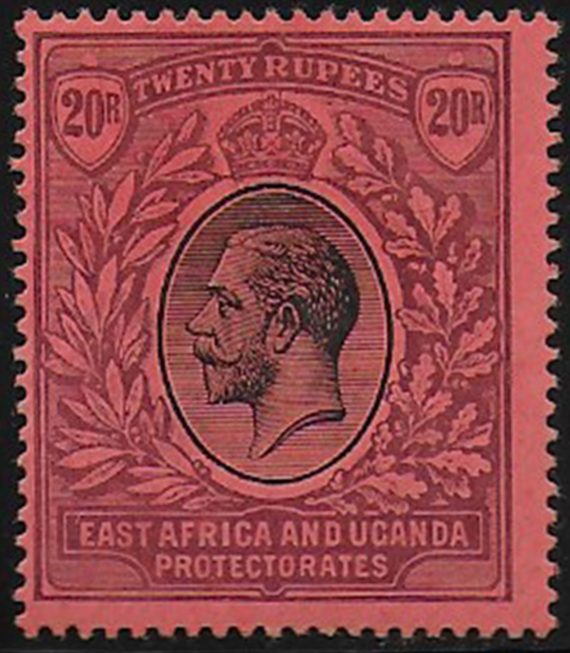 1912 East Africa Giorgio V 20r. black purple/red MH SG n. 59