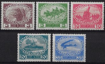 1915 Austria 5v. MNH Unificato n. 138/42