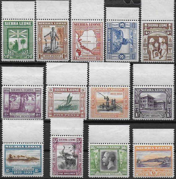 1933 Sierra Leone 13v. Wilbeforce MNH SG n. 168/80