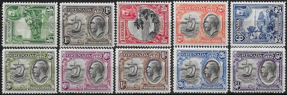 1934-36 Grenada George V 10v. MNH SG n. 135/44