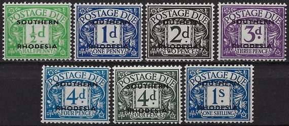 1951 Southern Rhodesia postage due stamps 7v. MNH SG n. D1/7