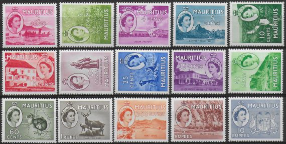 1953-58 Mauritius Elisabetta II 15v. MNH SG n. 293/306