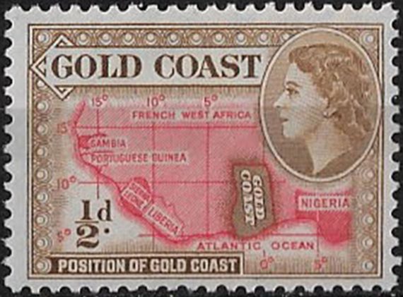 1954 Gold Coast Elizabeth II ½d. bistre-brown MNH SG n. 153a