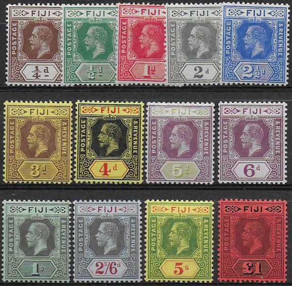 1912-23 Fiji Giorgio V 13v. MH SG n. 125/37