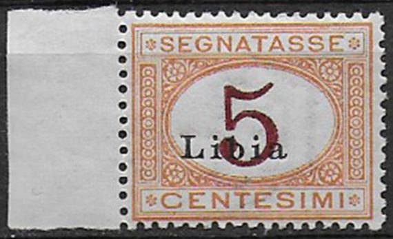 1915 Libia Segnatasse 5c. rosso bruno bc. MNH Sassone n. 1A