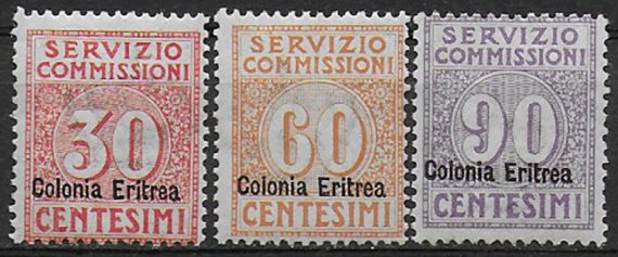 1916 Eritrea Servizio commissioni mc MNH Sassone n. 1/3