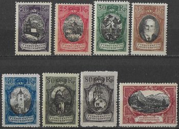 1921 Liechtenstein vedute 8v. MNH Unificato n. 52/59