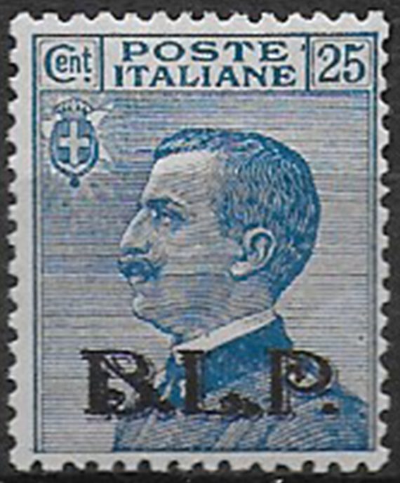 1922-23 Italia VE III 25c. azzurro BLP bc MNH Sassone n. 8